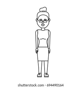 line beauty woman with hairstyle design