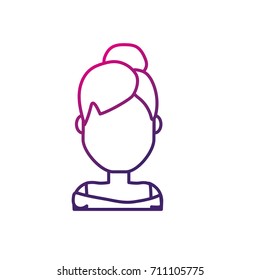 line beauty woman with hairstyle design and blouse
