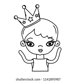 line beauty woman with short hair and crown