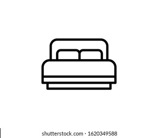 Line Bed icon isolated on white background. Outline symbol for website design, mobile application, ui. Bed pictogram. Vector illustration, editable stroke. Eps10
