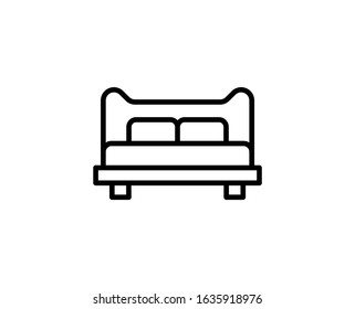 Line Bed icon isolated on white background. Outline symbol for website design, mobile application, ui. Bed pictogram. Vector illustration, editable stroke. Eps10