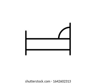 Line Bed icon isolated on white background. Outline symbol for website design, mobile application, ui. Bed pictogram. Vector illustration, editable stroke. Eps10