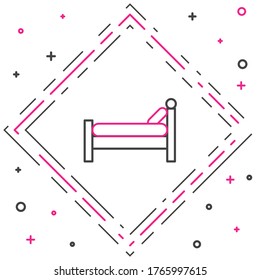 Icono de cama de línea aislado en fondo blanco. Concepto de esquema colorido. Ilustración vectorial
