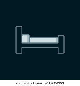Line Bed icon isolated on black background. Flat filled outline style with shadow. Vector
