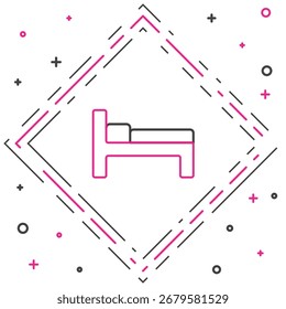 Ícone Line Bed isolado no fundo branco. Conceito de contorno colorido. Ilustração de vetor