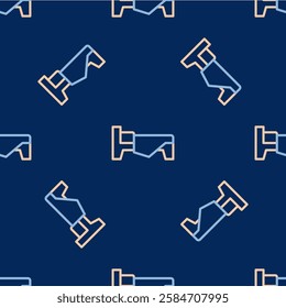 Line Bed icon isolated seamless pattern on blue background.  Vector