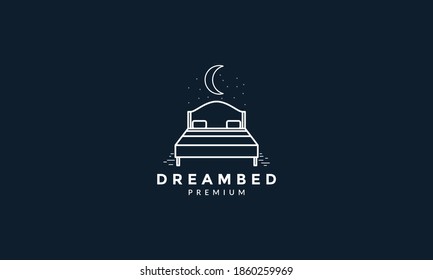 line bed with star crescent logo vector icon illustration design