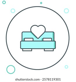 Line Bedroom icon isolated on white background. Wedding, love, marriage symbol. Bedroom creative icon from honeymoon collection. Colorful outline concept. Vector