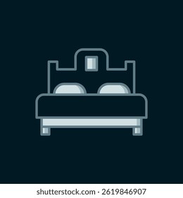 Line Bedroom icon isolated on black background. Wedding, love, marriage symbol. Bedroom creative icon from honeymoon collection. Flat filled outline style with shadow. Vector