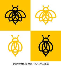 Diseño De Logotipo De Línea De Abejas Con Estilo Retro. Plantilla de logotipo de abeja. Diseño moderno. Logo plano. Ilustración vectorial