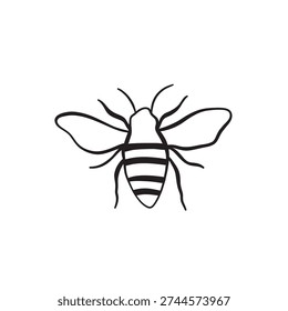 line bee on white background