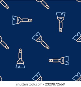 Line Beekeeping brush icon isolated seamless pattern on blue background. Tool of the beekeeper.  Vector