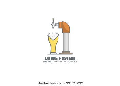 Line beer bar logo. Stock vector.