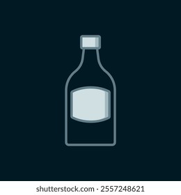 Line Beer bottle icon isolated on black background. Flat filled outline style with shadow. Vector