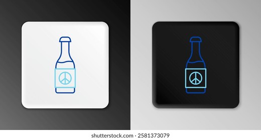 Line Beer bottle icon isolated on grey background. Colorful outline concept. Vector