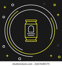 Line Beer can icon isolated on black background. Colorful outline concept. Vector