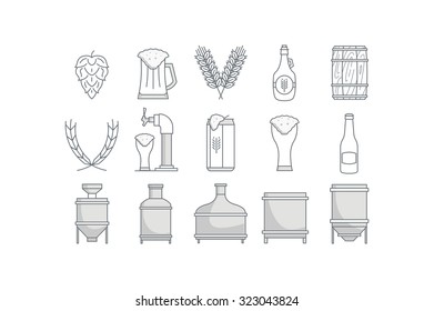 Line beer icons. Stock vector.