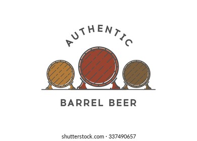 Line beer logo. Authentic barrel beer. Stock vector.