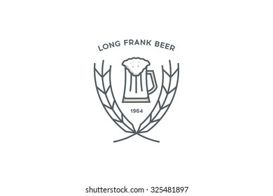 Line beer logo. Glass on a white background. Stock vector.