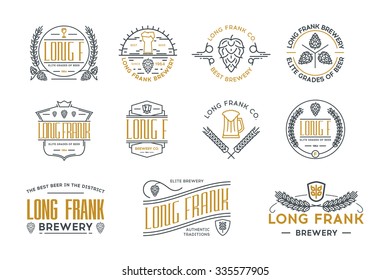 Line beer retro labels and logo templates. Stock vector.