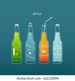 line beverage bottle vector illustration flat design