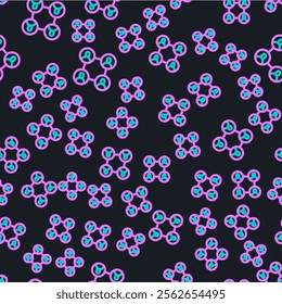 Line BFF or best friends forever icon isolated seamless pattern on black background.  Vector