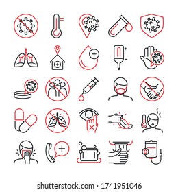 Line bicolor style icon set design of Medical care and covid 19 virus theme Vector illustration