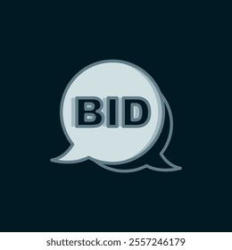 Line Bid icon isolated on black background. Auction bidding. Sale and buyers. Flat filled outline style with shadow. Vector