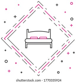 Line Big Bett für zwei oder eine Person Symbol einzeln auf weißem Hintergrund. Farbiges Rahmenkonzept. Vektorgrafik