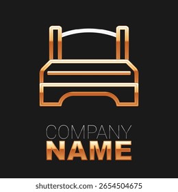 Línea Cama grande para dos o un icono de persona aislado sobre fondo negro. Concepto de contorno colorido. Vector