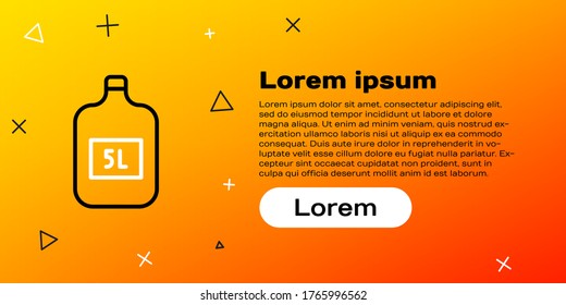Line Big bottle with clean water icon isolated on yellow background. Plastic container for the cooler. Colorful outline concept. Vector Illustration