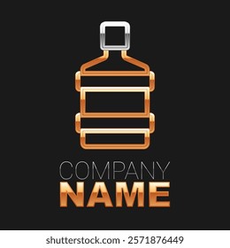 Line Big bottle with clean water icon isolated on black background. Plastic container for the cooler. Colorful outline concept. Vector