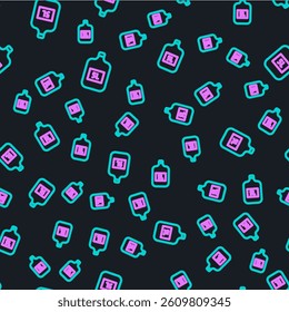 Line Big bottle with clean water icon isolated seamless pattern on black background. Plastic container for the cooler.  Vector Illustration - Powered by Shutterstock - Get 15% off with code: PIKWIZARD15