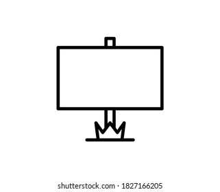 Line Billboard icon isolated on white background. Outline symbol for website design, mobile application, ui. Billboard pictogram. Vector illustration, editorial stroke. Eps10