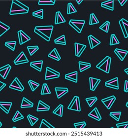 Line Billiard triangle icon isolated seamless pattern on black background.  Vector