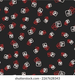 Icono de Bingo de línea aislado patrón sin fisuras sobre fondo negro. Billetes de lotería para el bingo americano.  Vector