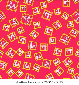 Line Bingo icon isolated seamless pattern on red background. Lottery tickets for american bingo game.  Vector
