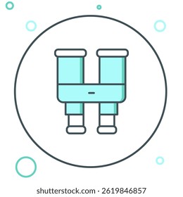 Line Binoculars icon isolated on white background. Find software sign. Spy equipment symbol. Colorful outline concept. Vector