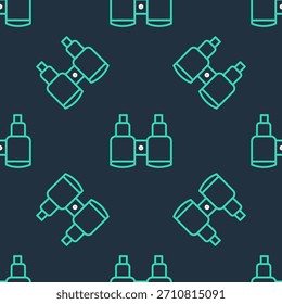 Línea icono de binoculares aislado sin patrón sobre fondo negro. Encuentre el signo de software. Símbolo de equipo espía.  Vector