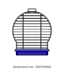 line bird cage cartoon. golden drawing, creative hope, surreal mind line bird cage sign. isolated symbol vector illustration