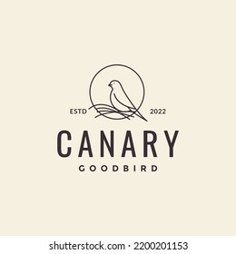 line bird canary with nest hipster logo