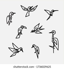 line bird icon logo set vector design