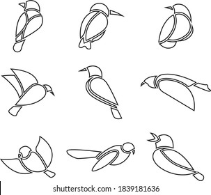 Line bird icon. Set of line bird icon