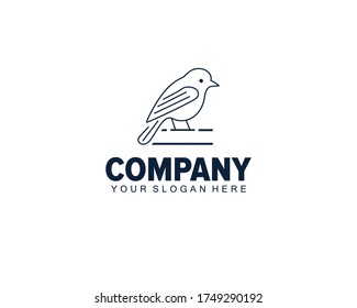 Cardinal Bird Mono Line Logo Icon Stock Vector (Royalty Free) 1193832982