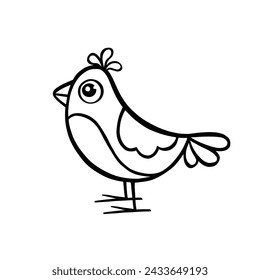 Line bird small funny oriole, vector illustration hand drawn