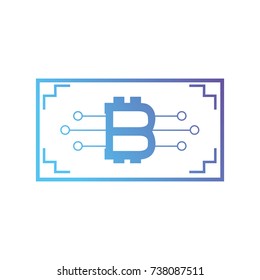 line bitcoin bill with digital circuits