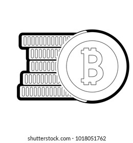 line bitcoin electronic currency with digital symbol