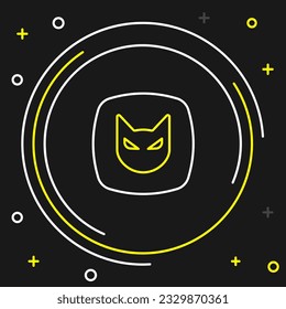 Line Black cat icon isolated on black background. Happy Halloween party. Colorful outline concept. Vector