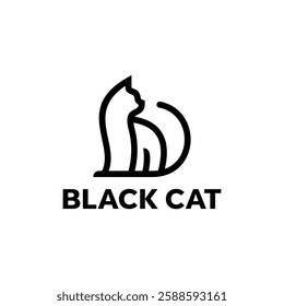 line black cat logo icon