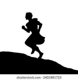 Line black hand drawn fast flee late go walk fly path way sky. Luxury noble dress cloth jewish male guy active human girl move flight leave desert sand dune road retro age east Arab story art sketch